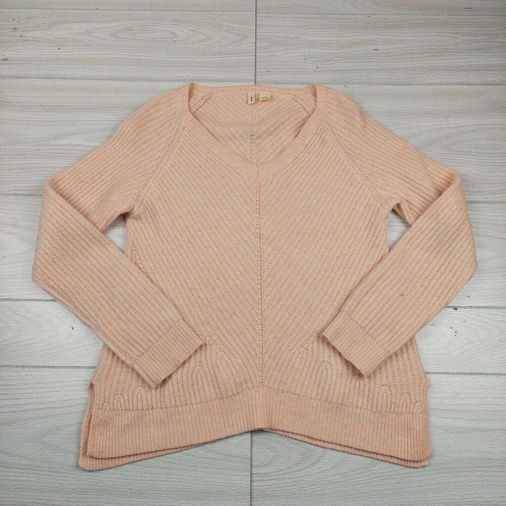 Anthropologie Moth Sweater Womens Small Cashmere Beige Boho Soft V Neck Knit